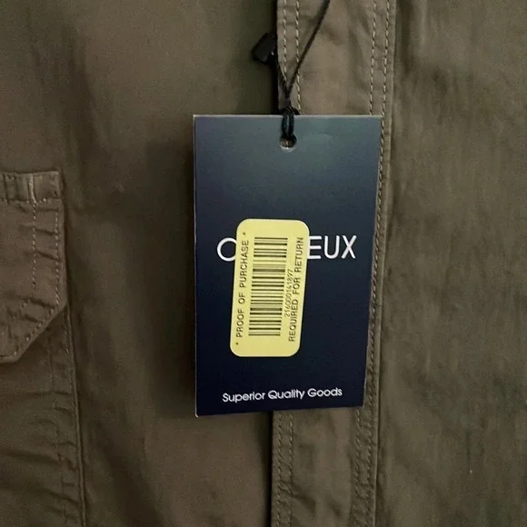 CHEMIEUX XXL NWT 100% cotton shirt. Olive w/pearl button down front, 2 pockets - Picture 4 of 8
